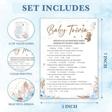 Baby Shower Games, Baby Trivia Games, Bear Themed Blue Baby Shower Games Card For 25 Players, Gender Neutral Party Ideas Favors, Baby Shower Boys Party Decorations Supplies-A07