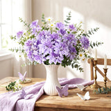 6 Pcs 18 Heads Artificial Dahlia Flowers 16.54" Large Fake Dahlias With Stems Real Looking Ivory For Diy Wedding Bouquets Bridal Shower Centerpieces Floral Arrangement Home Decor(Light Purple)