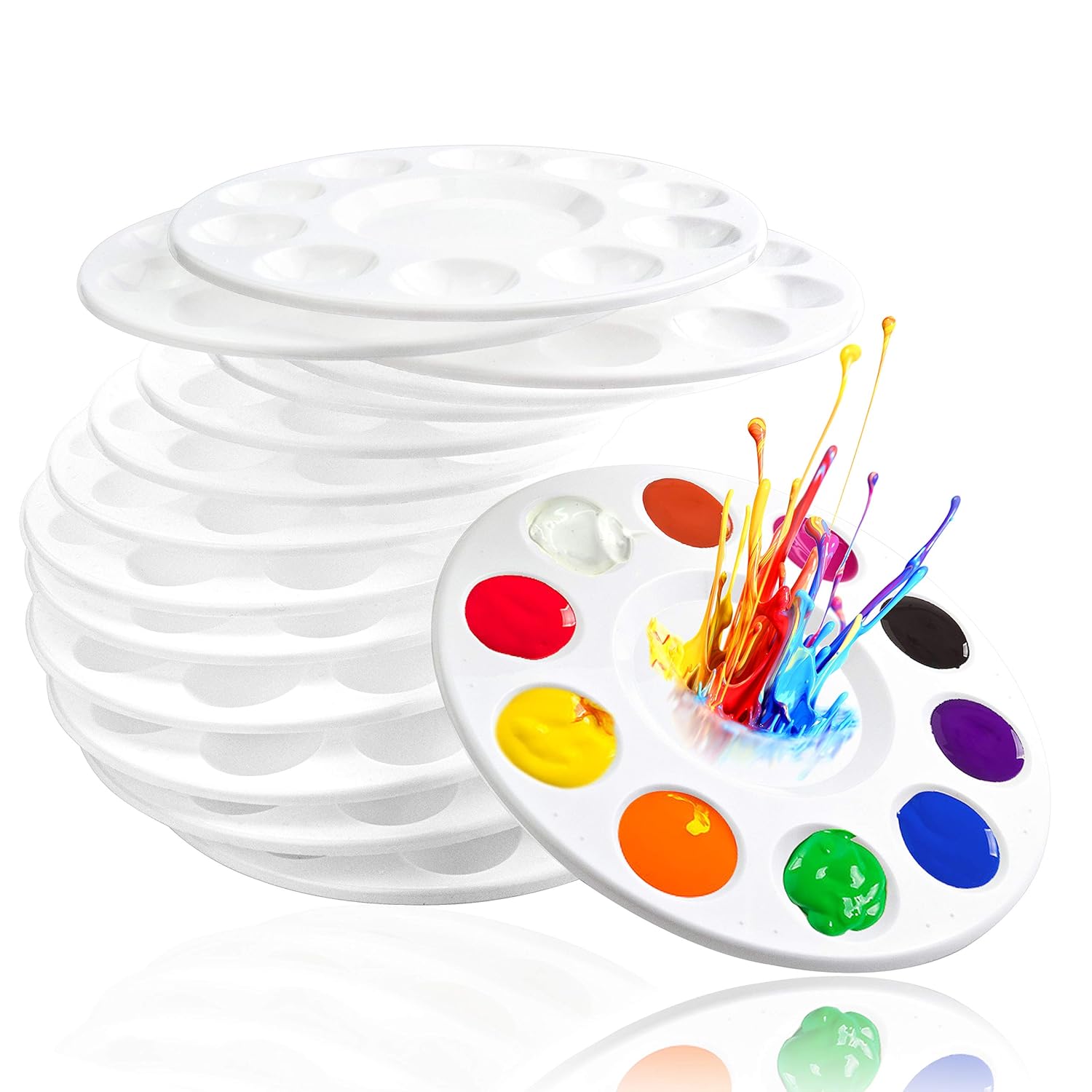 22 Pcs Paint Tray Palettes For Kids, Plastic Paint Pallet With 10 Wells, Acrylic Artist Paint Tray Palette For Kids, Students To Acrylic Oil Watercolor Craft Supplies Diy Art Painting