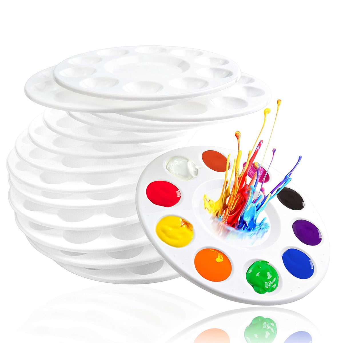 22 Pcs Paint Tray Palettes For Kids, Plastic Paint Pallet With 10 Wells, Acrylic Artist Paint Tray Palette For Kids, Students To Acrylic Oil Watercolor Craft Supplies Diy Art Painting