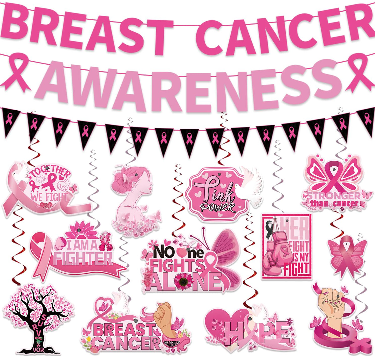 Breast Cancer Awareness Decorations Banner Set