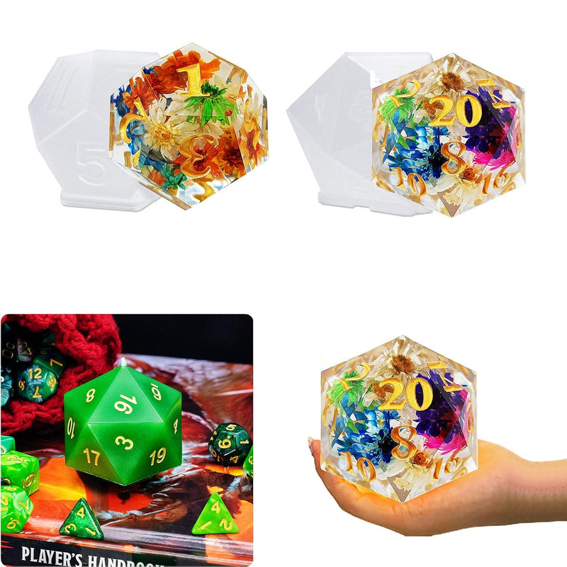 Large Silicone Polyhedral Dice Molds 2 Styles With D20, And D12 Resin Casting Mold Dnd For Diy Resin, Dice, Jewelry, Candles, Crafts Board Rpg Games White