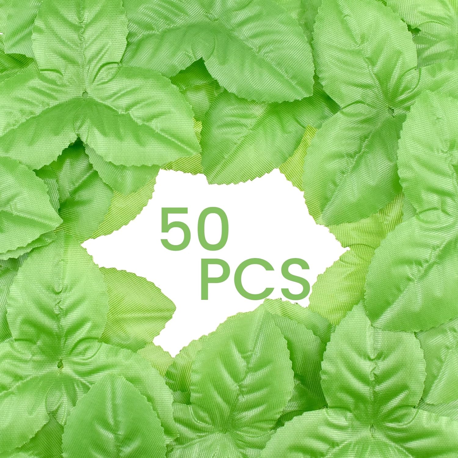 50Pcs Bulk Artificial Leaves, Silk Greenery Fake Rose Flower Leaves For Diy Wedding Bouquet Wreaths Vine Garlands Supplies
