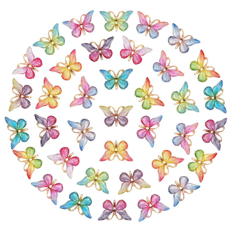 50 Pieces Butterfly Charms Butterfly Flatback Diy Crafts Butterfly Resin Jewel