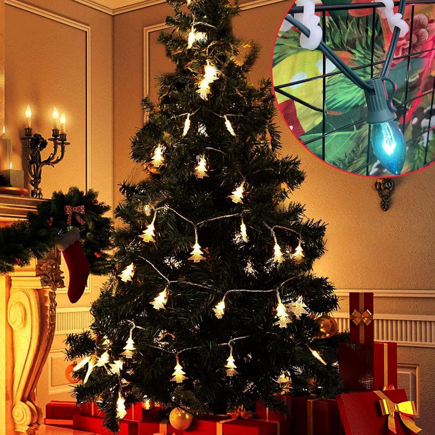 100 Pcs Christmas Light Clips, Gutter Hanger Hooks Outdoor Holiday Light Clips S Clips For Christmas Indoor Outdoor Decoration String Lights, Rope Lights, Weatherproof Outdoor Mini Lights Clips
