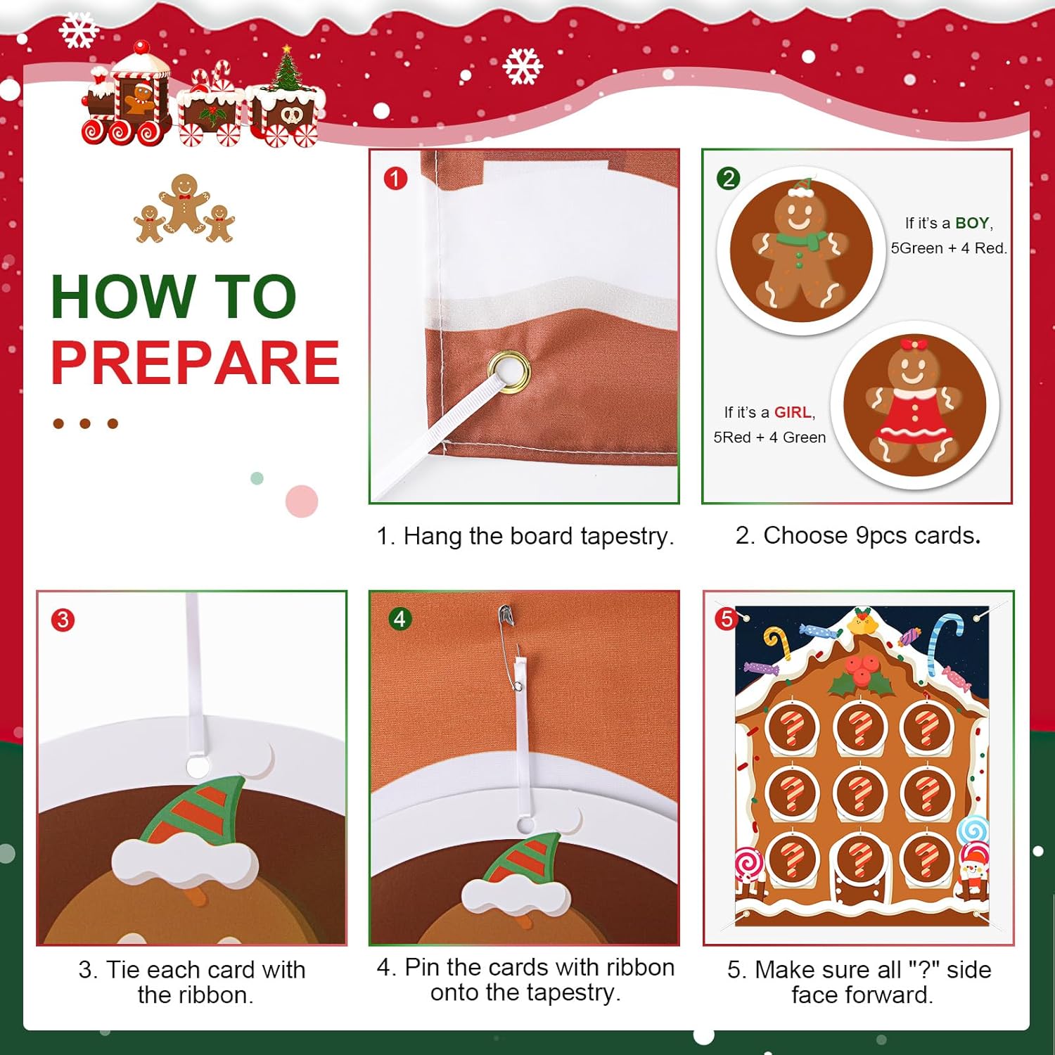 Gender Reveal Tic Tac Toe - Christmas Gender Reveal Ideas Gingerbread Boy Or Girl Gender Reveal Games Red And Green - Giant Gender Reveal X And O Board Games