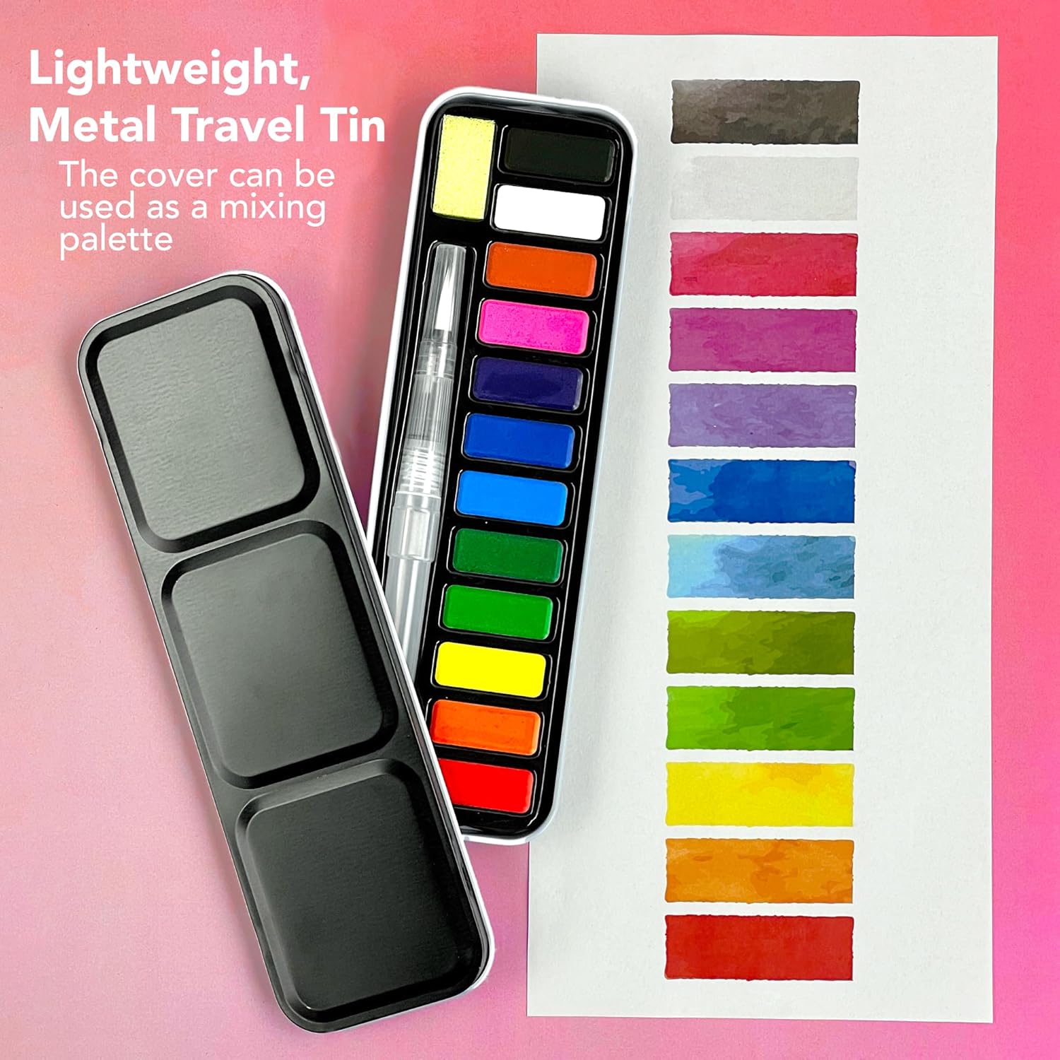 Travel Watercolor Kit, Watercolor Paint Set For Kids & Adults, Travel Palette With Water Brush