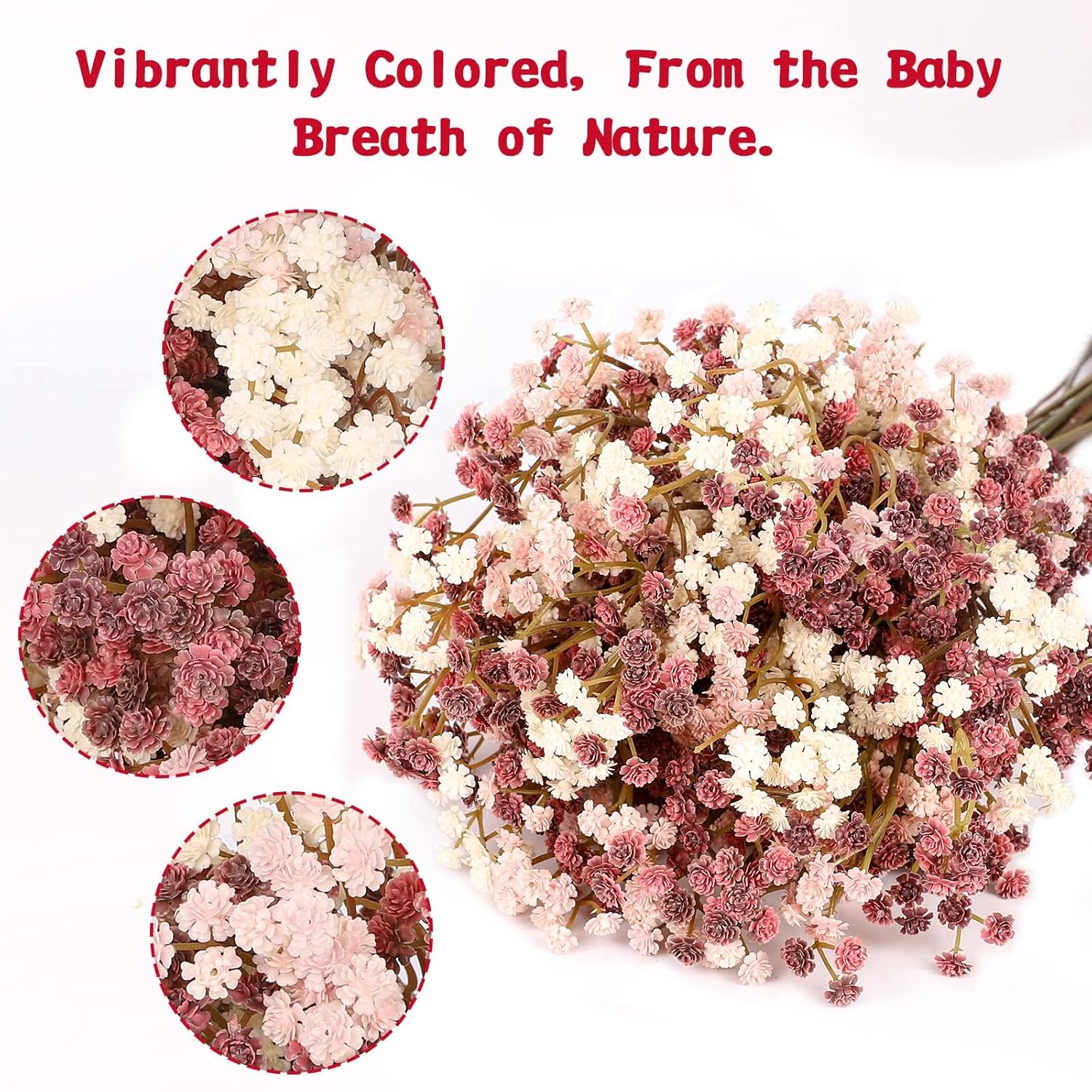 Baby Breath Flowers Artificial Bulk, 10Pcs Fake Gypsophila Plants Bouquets Flowers Real Touch Faux Babies Breath Arrangement For Home Wedding Party Vase Decoration Fall Pink