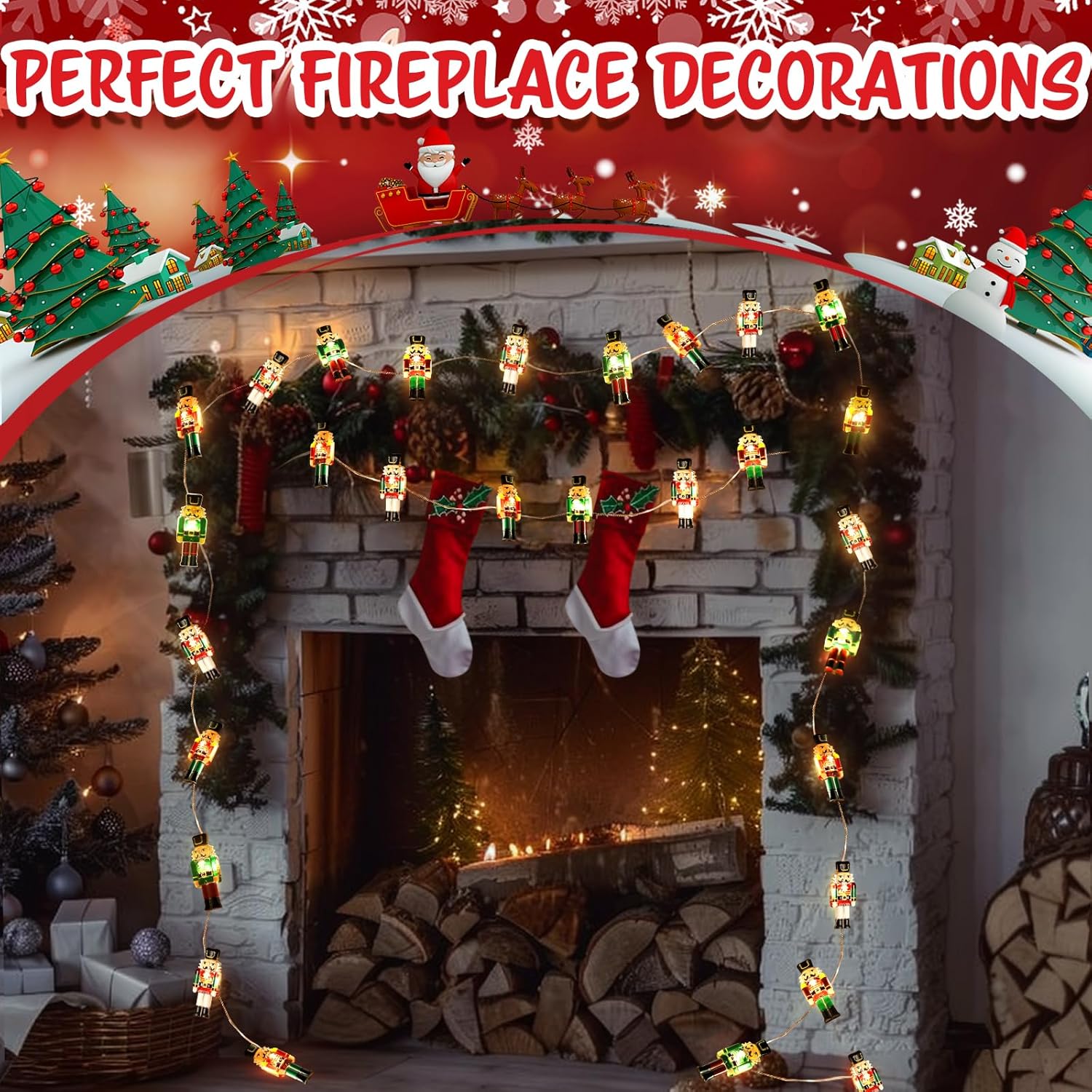 Christmas Decorations Indoor 10Ft 30 Led Nutcracker String Lights Cute Fairy Lights Indoor Outdoor For New Year Party, F