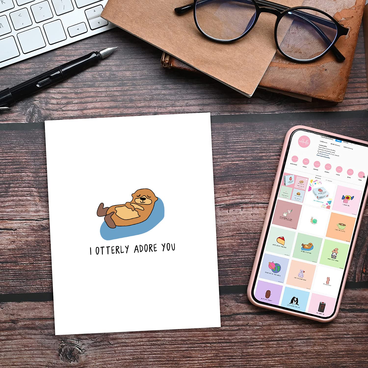Love Cards For Him, Punny Valentine'S Day Cards, Anniversary Cards For Couples, Cute Otter Birthday Card & Anniversary Cards For Him (Otterly Adore You)