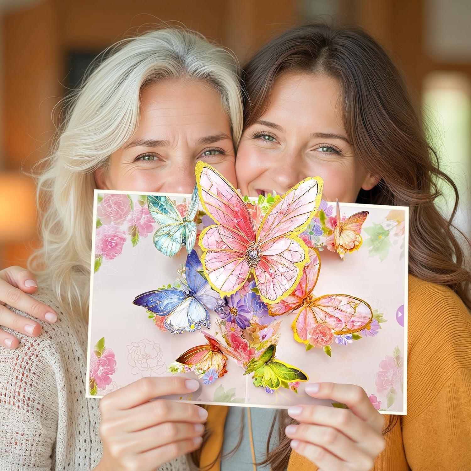 Birthday Cards For Women, Gold-Edged Butterfly Pop Up Card, Butterfly Gifts For Mom, Grandma, Sister, 3D Greeting Cards For Birthday, Thank You, Blank Notecard & Envelope