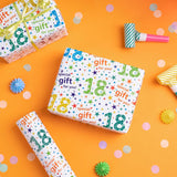 Birthday Wrapping Paper Sheet - 6 Sheets Colorful 18Th Bday Design Folded Flat For Birthday, Party, Baby Showers - 19.7 Inch X 27.5 Inch Per Sheet
