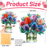 4 Pack Paper Flower Pop Up Cards, Flower Bouquet Card Popup 3D Greeting Cards For Mother'S Day, Graduation, Birthday, Get Well, Welcome Back Card With Envelope And Note