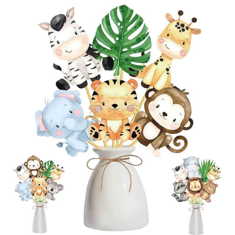 24Pcs Jungle Animals Centerpiece Sticks Safari Animal Table Toppers Fo