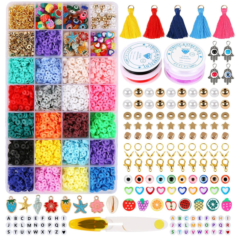 4568 Pcs Clay Beads Kit Flat Round Polymer Clay Spacer Beads With Face