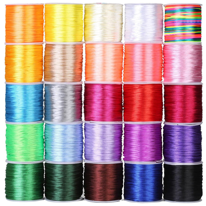 Nylon Satin String, 25 Rolls Satin Rattail Cord Silky Beading String For Kumih