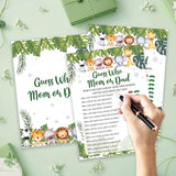 Safari Animals Baby Shower Games Cards, Find Who Mom Or Dad Game Cards For New Parents Baby Shower Activity, Wildlife Gender Reveal Party Games For Decorations Favors Supplies, Set Of 25-07