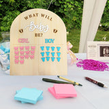 Wooden Baby Gender Reveal Guessing Board - Creative Gender Reveal Party Game Prop,Blue And Pink Guessing Board