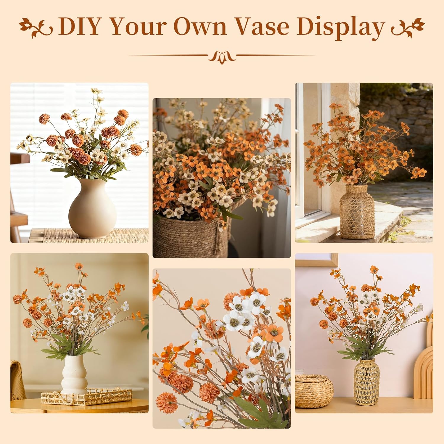 10-Pack Fake Flowers,Uv Resistant & Waterproof Artificial Flowers, Lifelike Faux Flowers Bouquet For Home Decor, Bendable Stems For Indoor Outside Patio Garden, No Maintenance Fade-Proof Centerpiece