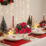 Poinsettias Artificial Christmas Flowers: 2 Pcs Red Fake Floral Ball Centerpieces For Tables Decorations Silk Faux Poinsettia Winter Holiday Flower Arrangement Xmas Plant Ornaments Decor