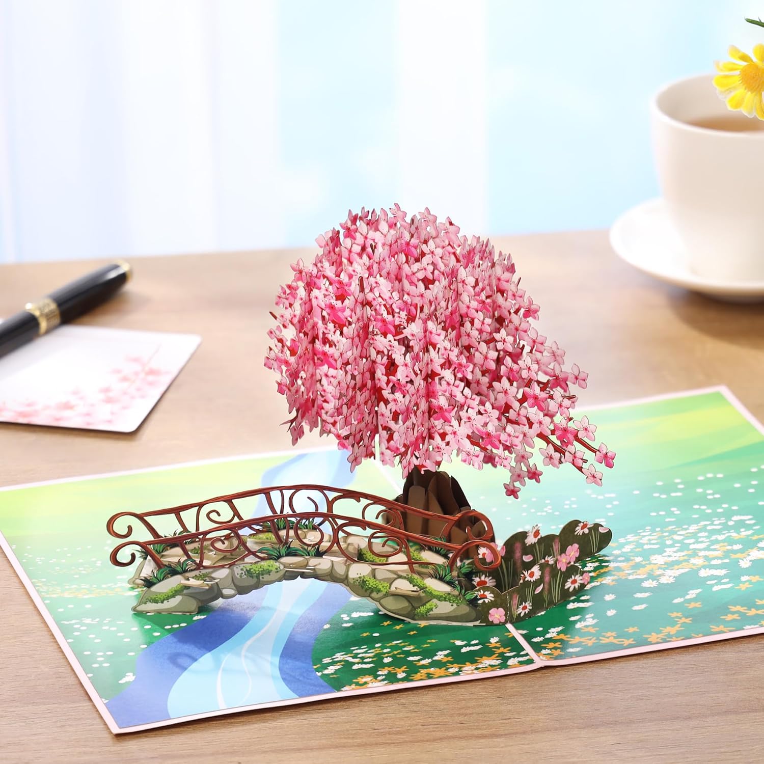 Cherry Blossom Pop Up Card, 3D Popup Flower Birthday Card 6X 8", Ideal Gift For Birthday, Mothers Day, Thank You, Anniversary, Valentines, All Occasion For Women, Wife, Mom, Sister, Grandma, Her