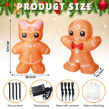 2 Pcs 4 Ft Christmas Inflatable Gingerbread Man Outdoor Decoration Blow Up Yard Decorations Cute Gingerbread Inflatable