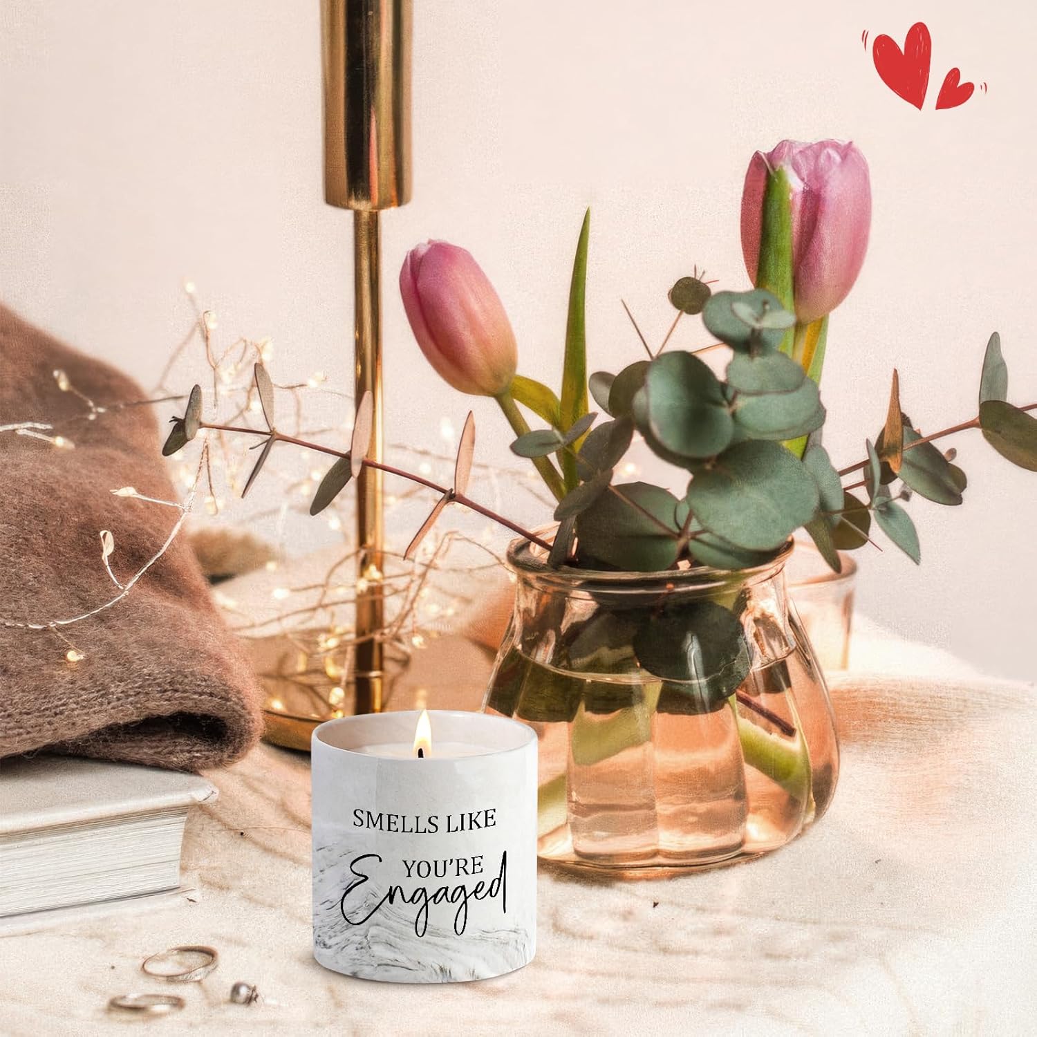 Engagement Gifts For Couples - Gift For Newly Engaged Couple, Fiance Wedding Bride Gift, Engaged Present 6 Oz Lavender Ceramics Candle