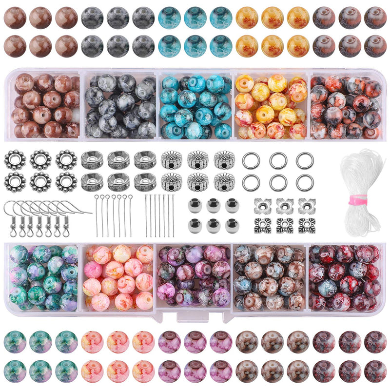 Glass Beads For Jewelry Making Kit, 8Mm Bracelets Beads Making Set, Be