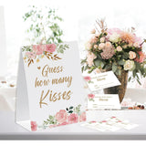 How Many Kisses Bridal Shower Game,(1 Standing Sign + 50 Guessing Cards), Floral Guessing Cards, Love Is Bloom Decorations, How Many Candies Baby Shower Game, Wedding Games For Guests-Gk05