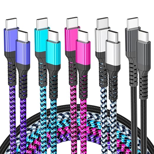 5 Pack USB C to USB C 60W Fast Charging Cable Set for iPhone Samsung iPad MacBook