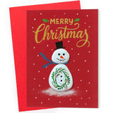 Handmade Snowman Christmas Greeting – Pebble Art Holiday Design With Envelope – Small Happy Holidays Mini, Winter-Themed Stationery, Unique Handmade Gift For Christmas