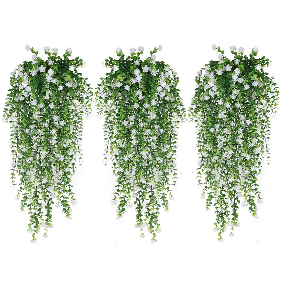 Artificial Hanging Flowers, 9Pcs Fake Eucalyptus Vine Faux Flower Greenery Garland Plastic Plants For Indoor Outdoor Wall Garden Wedding Home Party Decor