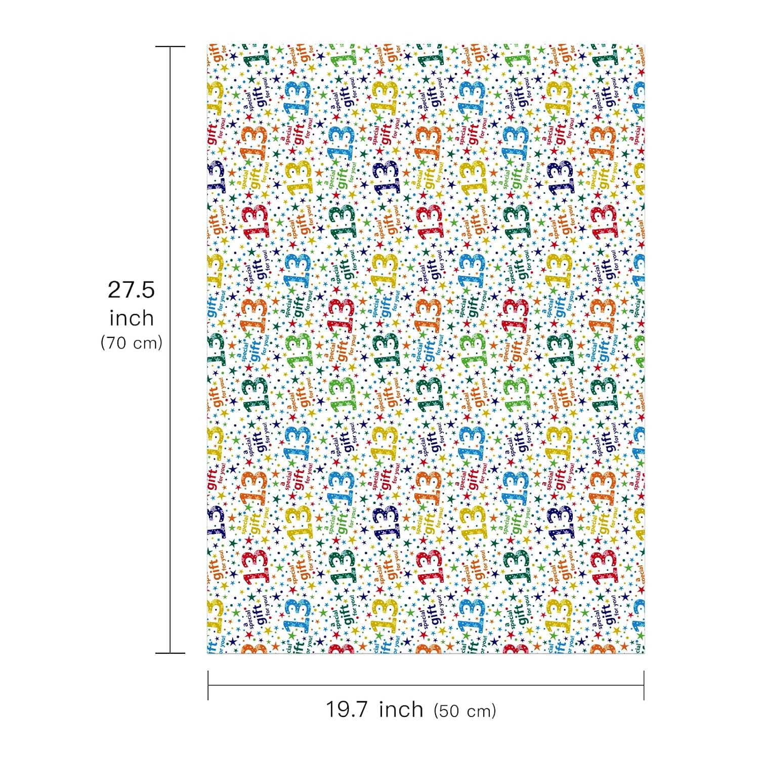 Birthday Wrapping Paper Sheet - 6 Sheets Colorful 13Th Birthday Design Folded Flat For Bday, Party, Baby Showers - 19.7 Inch X 27.5 Inch Per Sheet