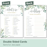 Bridal Shower Games - Wedding Shower Games - 4 Games For 25 Guests - Double Sided Cards - Eucalyptus