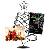 17.5" H Decorative Tabletop Display Christmas Tree Card & Photo Holder Rack In Black Finish