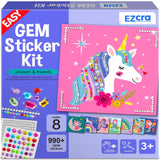 Easy Arts And Crafts For Kids - Fun Gem Sticker Kit - 8 Unicorn Princess Themes, 990+ Stickers - Gem Art For Kids - Diamond Art Kits - Gifts For Girls Ages 3-8