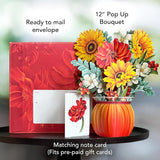 Pop Up Cards, Pumpkin Harvest, 12 Inch Life Sized Forever Flower Bouquet 3D Popup Greeting Card, Autumn Cards, Birthday Card, Blank Notecard & Envelope