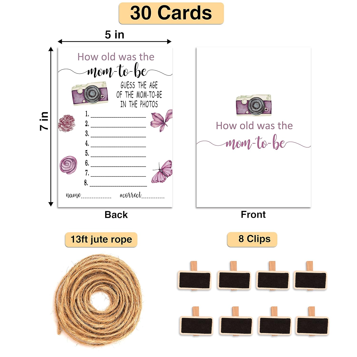 Baby Shower Games - How Old Was The Mom-To-Be Card Game - Baby Shower Game - The Mom-To-Be Age Game - Pregnancy Accounment/Gender Reveal Party Supplies Decorations(01)