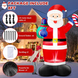 8 Ft Christmas Inflatable Santa Claus With Big Flashing Gift Bag Outdoor Decor, Giant Blow Up Santa With Candy Ip44 Weat