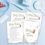 Baby Shower Games, Baby Trivia Games, Bear Themed Blue Baby Shower Games Card For 25 Players, Gender Neutral Party Ideas Favors, Baby Shower Boys Party Decorations Supplies-A07
