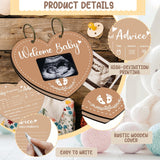 Welcome Baby Shower Advice - 45 Pcs Heart Baby Predictions And Advice Cards, Wood Guest Book Keepsake For New Parents, Gender Neutral Party Activity