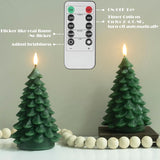 Flameless Candles With Remote Timer, 2 Pack Christmas Tree Candles Battery Operated Led Candles Real Wax Holiday Christmas Decoration For Bedroom Party Festival Gift Green