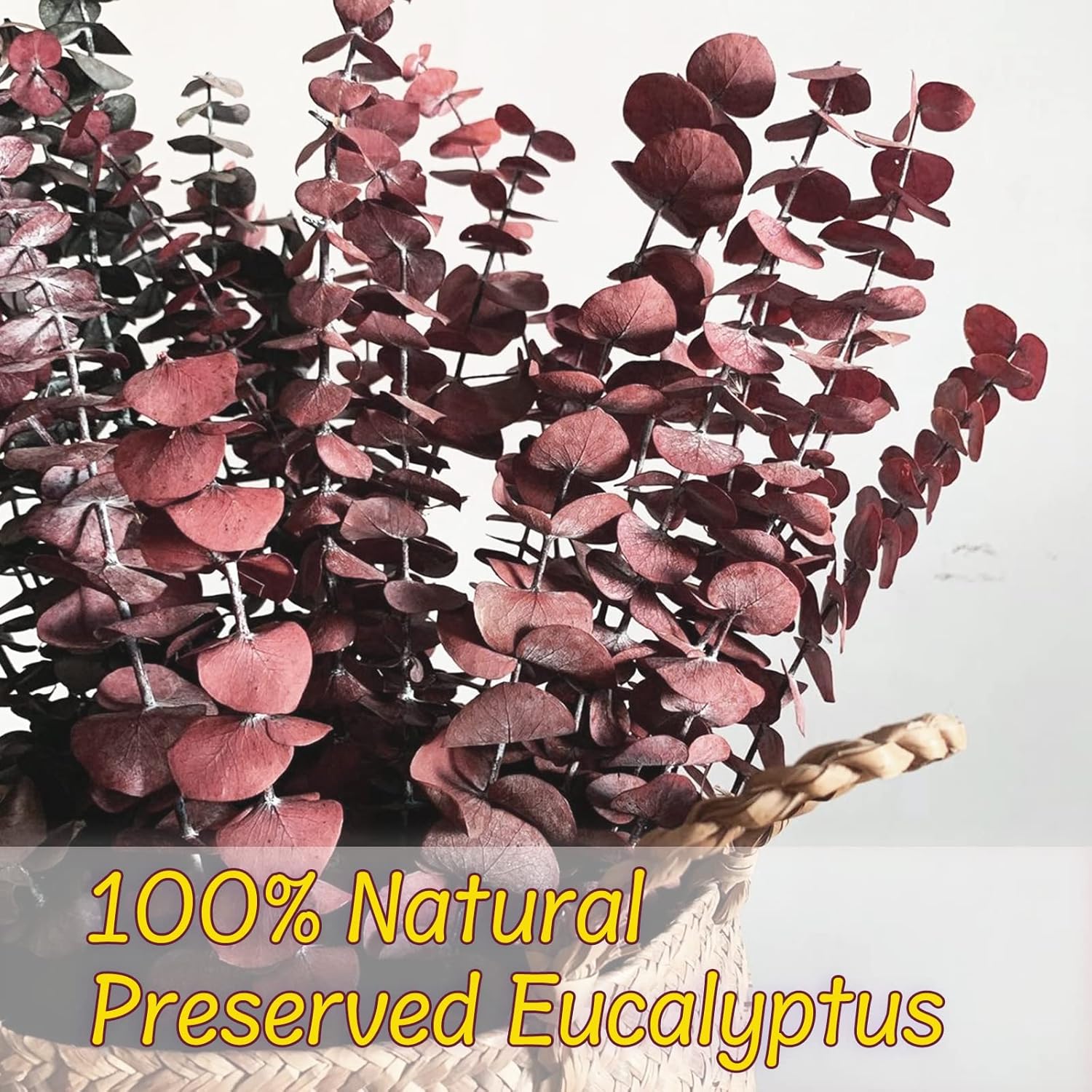 16 Pcs Dried Fall Eucalyptus Stems Red, Christmas Burgundy Dried Flowers For Vase, Home Decor, Real Eucalyptus Orange Brown, Eucalyptus Plant, 17" Fall Floral Stems Decorations Arrangement
