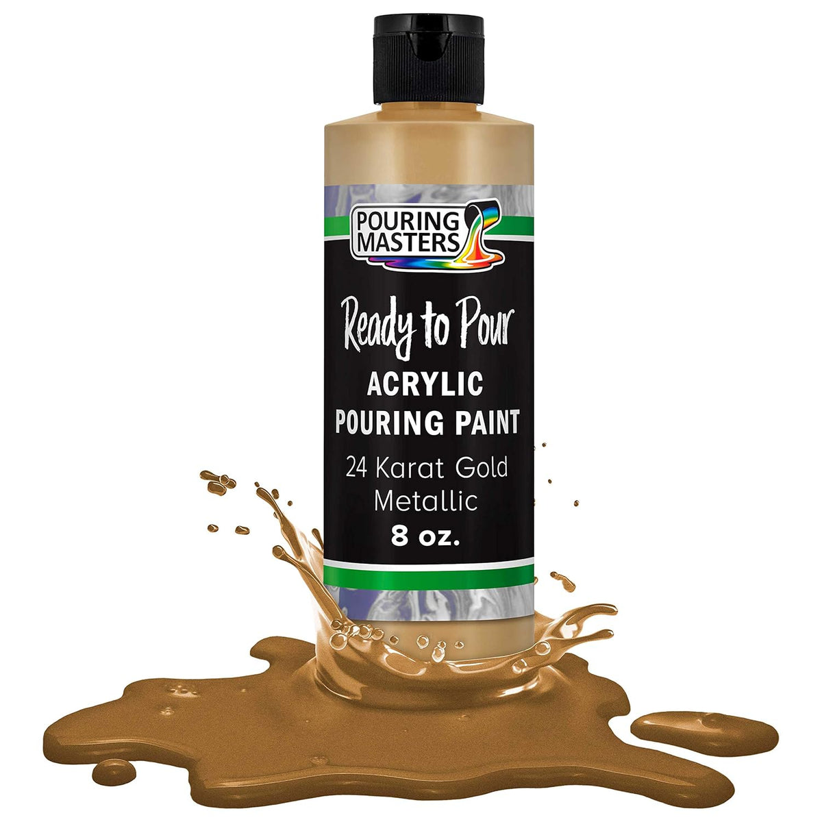 Pouring Masters 24 Karat Gold Ready To Pour Acrylic Pouring Paint - Premium 8-Ounce Pre-Mixed Fluid Acrylic Paint - Fluid Art Supplies For Canvas, Wood, Paper, Tile & Rocks
