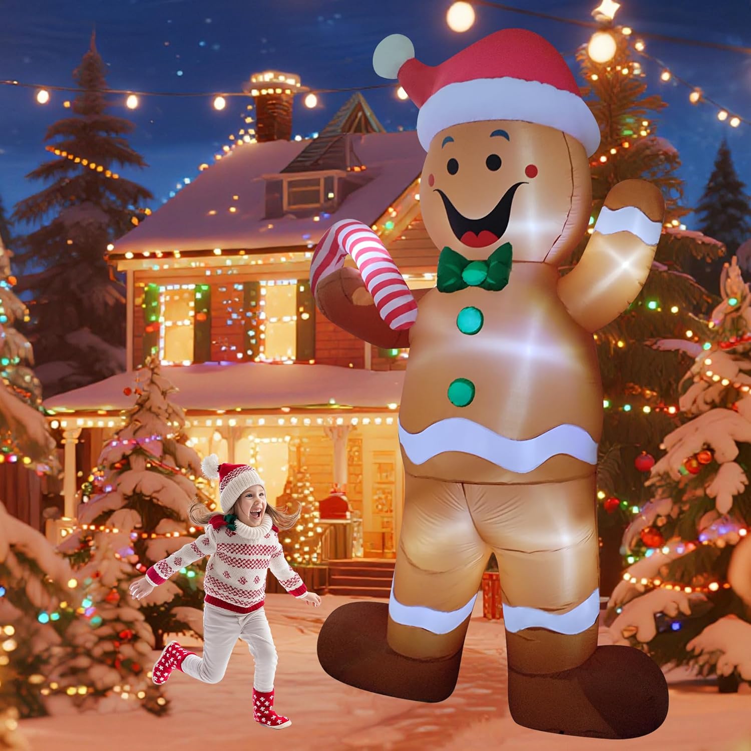 12Ft Led Light Up Christmas Inflatable Outdoor Decor Air Blow Up Inflatable Decoration For Yard/Party/Lawn/Garden/Doorwa