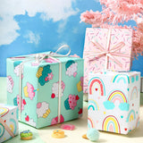 Mini Wrapping Paper Roll - Mini Roll - Cupcake/Rainbow/Colorful Stripe For Birthday, Party, Holiday, Baby Shower - 17 X 120 Inches - 3 Rolls (42.5 Sq.Ft.Ttl.)