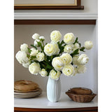 12Pcs Artificial Ranunculus Flowers – 36 Head 16.5" Silk Ranunculus Flowers Bouquets For Home Decor, Wedding Bridal Shower Centerpieces, And Diy Floral Arrangements (White)
