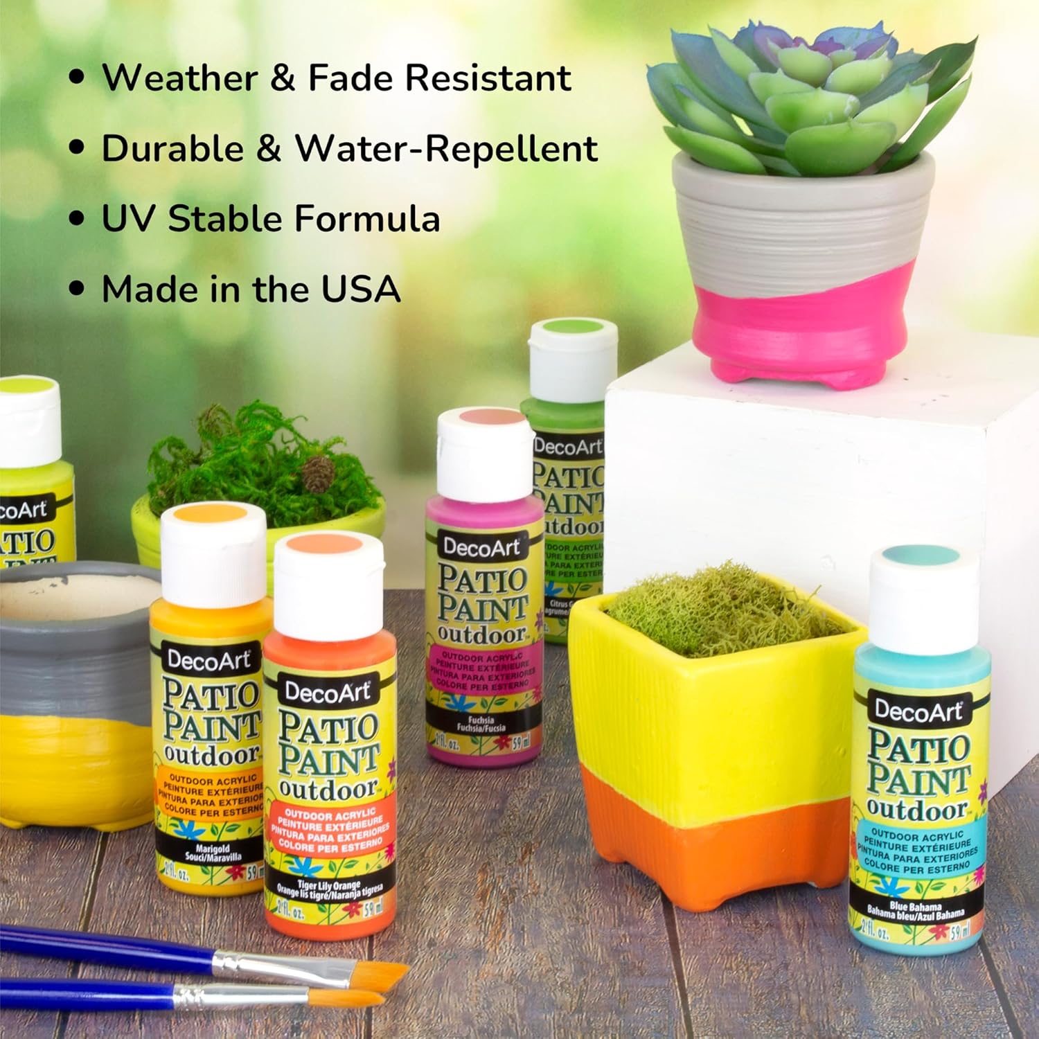DecoArt ACRYLIC PATIO PAINT FAN FAVORITES SAMPLER SET, Assortment, 2 Fl Oz (Pack of 18)