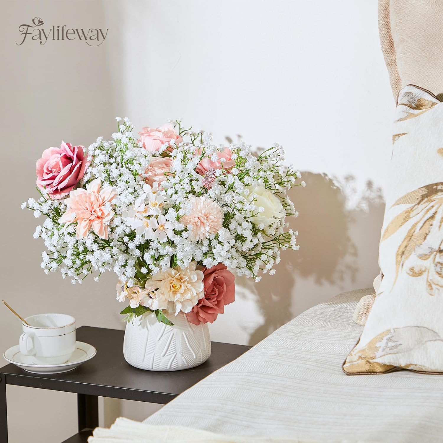 Babys Breath Artificial Flowers - 20Pcs Real Touch White Gypsophila Bouquets For Floral Decoration, Wedding, Home, Party, And Garden