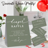Baby Shower Diaper Raffle Game Kit, 50 Pieces Dark Green Tickets & 1 Standing Sign, Decoration For Baby Shower, Gender Reveal, Baby Announcement, Party Favor & Decorations - A08